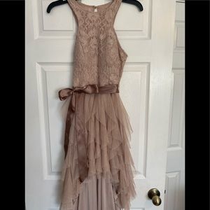 Champagne shimmer hi-low dress